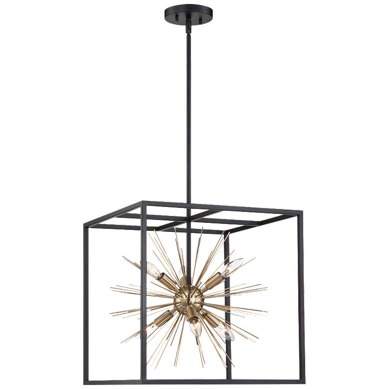 Image 1 Spirefly; 6 Light; Pendant Fixture; Matte Black and Burnished Brass Finish