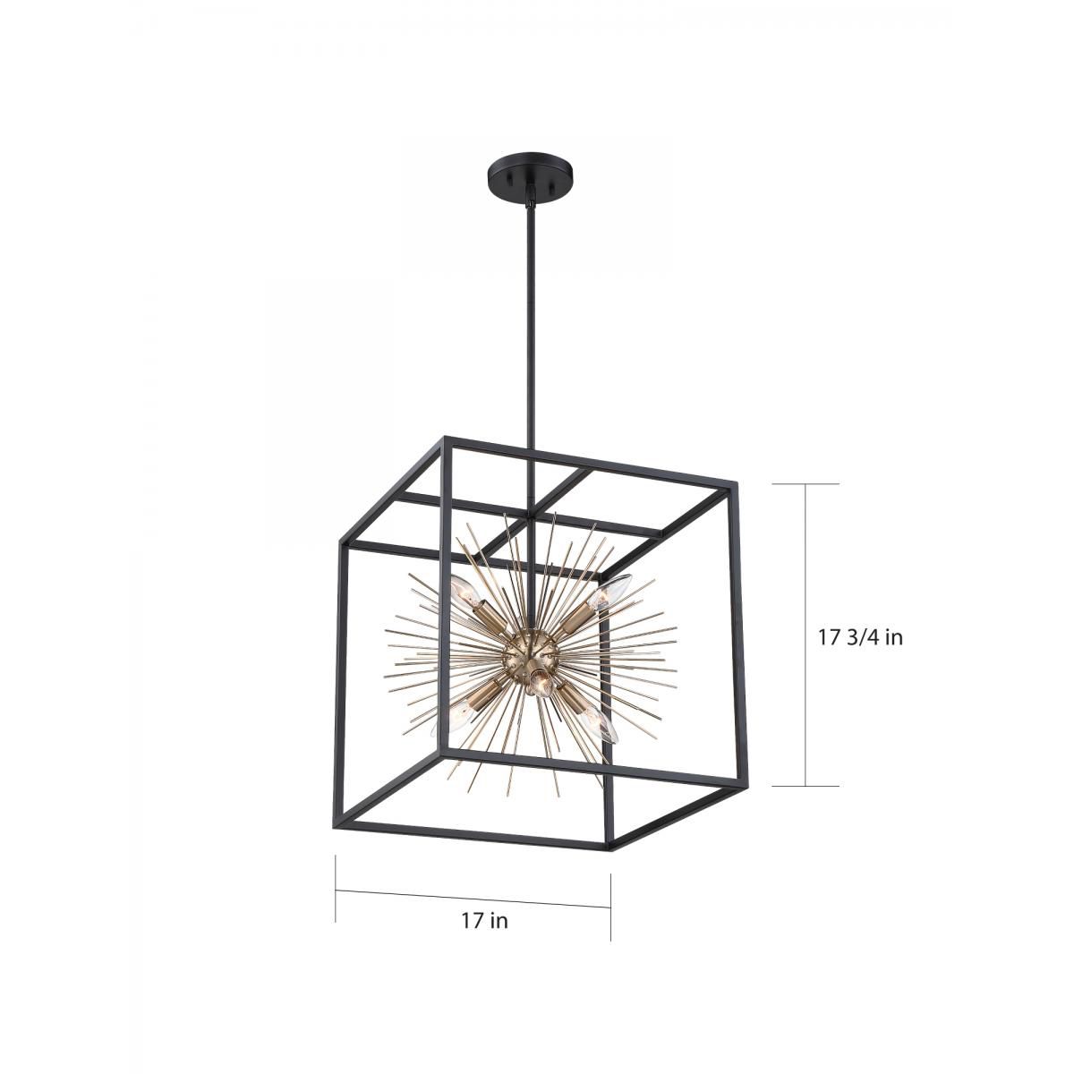 Image 5 Spirefly; 6 Light; Pendant Fixture; Matte Black and Burnished Brass Finish more views