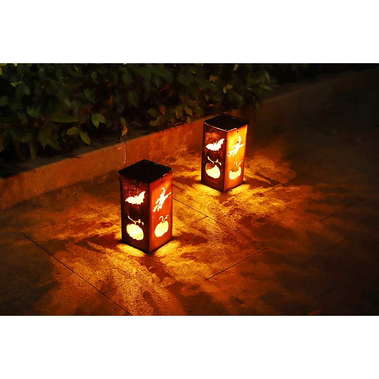 Image 2 Spirits 10 3/4" High Solar Powered Portable Halloween Lantern more views