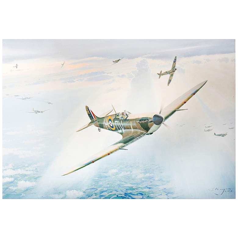 Image 1 Spitfire 32 inch Wide Old War Plane WW2 Metal Wall Art