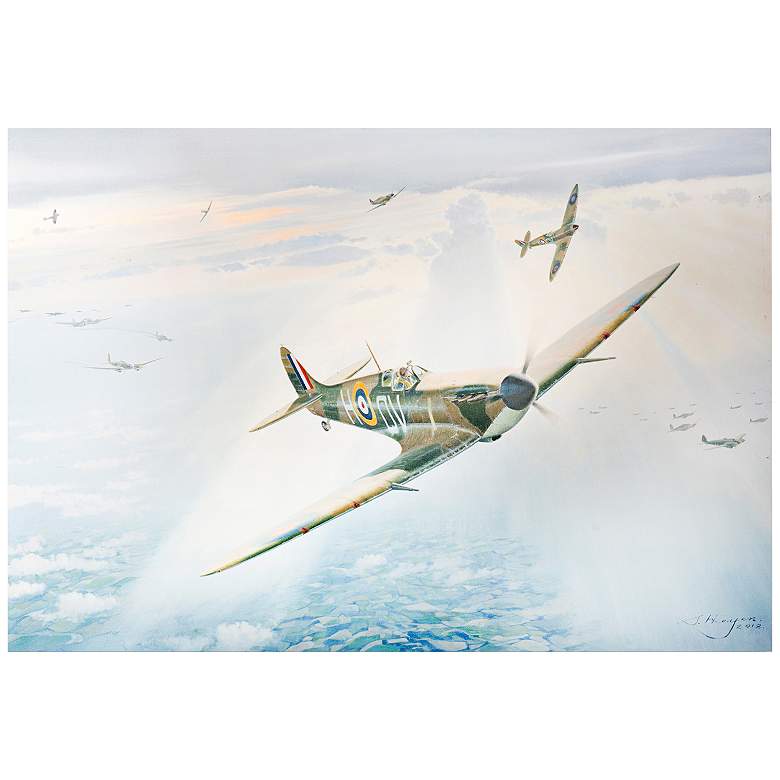 Image 1 Spitfire 32" Wide Old War Plane WW2 Metal Wall Art