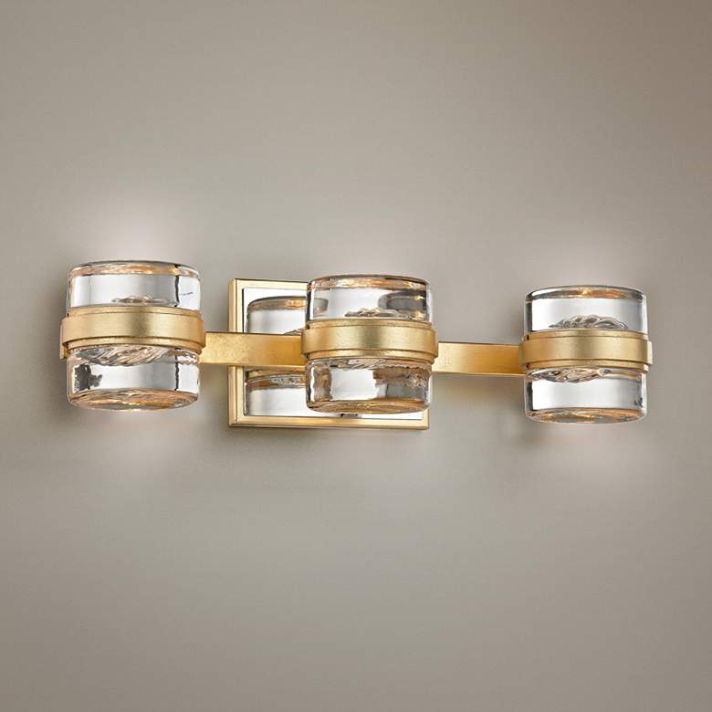 Image 1 Splash 18 1/4 inch Wide Gold Leaf 3-Light LED Bath Light