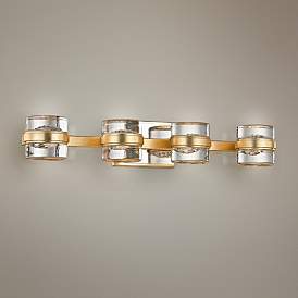 Image1 of Splash 25 1/4" Wide Gold Leaf 4-Light LED Bath Light