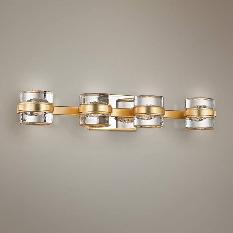Image 1 Splash 25 1/4" Wide Gold Leaf 4-Light LED Bath Light