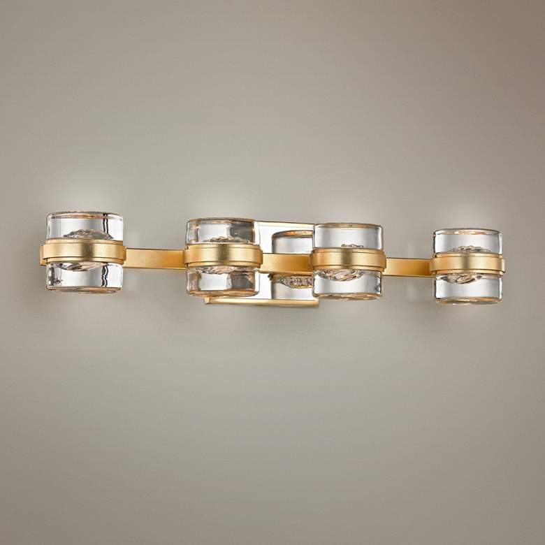 Image 1 Splash 25 1/4 inch Wide Gold Leaf 4-Light LED Bath Light