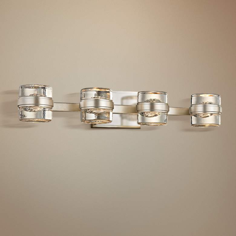 Image 1 Splash 25 1/4" Wide Silver Leaf 4-Light LED Bath Light