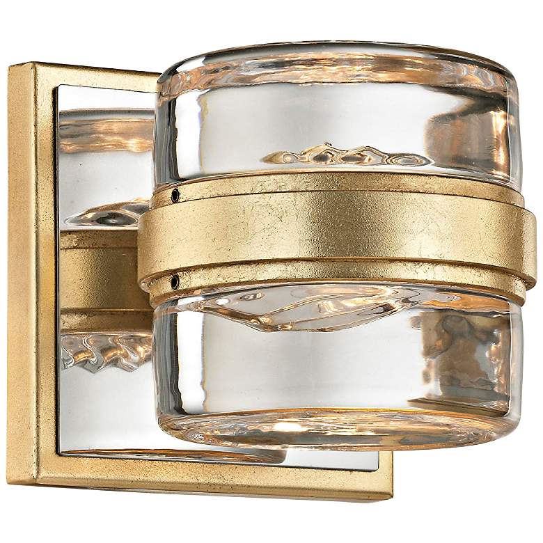 Image 2 Splash 4 1/2" High Gold Leaf LED Wall Sconce