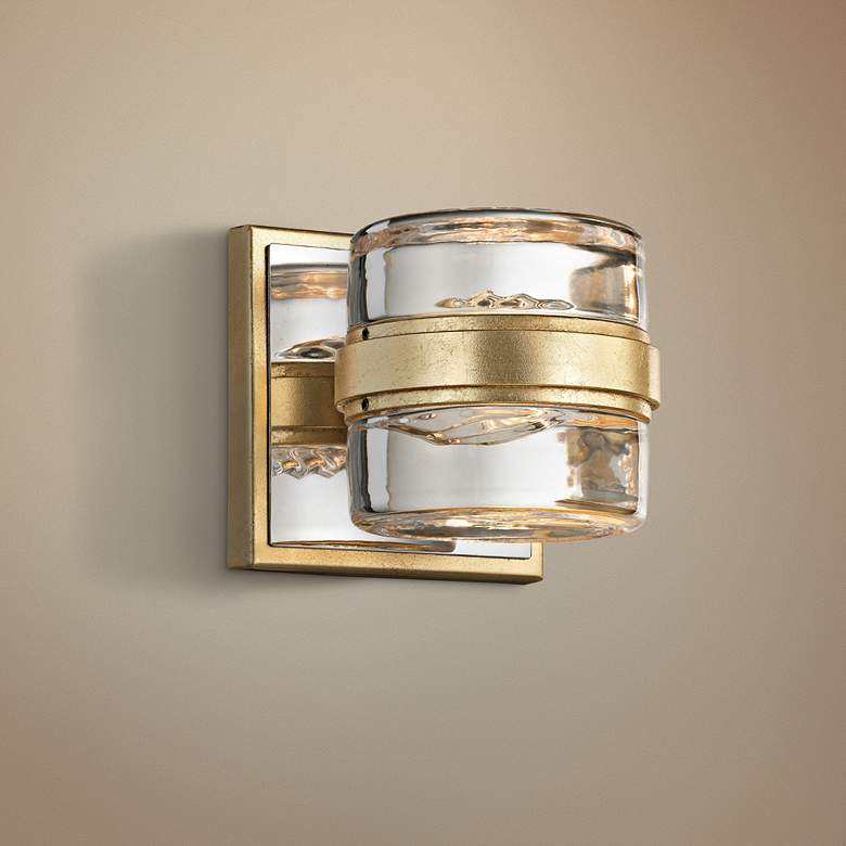 Image 1 Splash 4 1/2 inch High Gold Leaf LED Wall Sconce