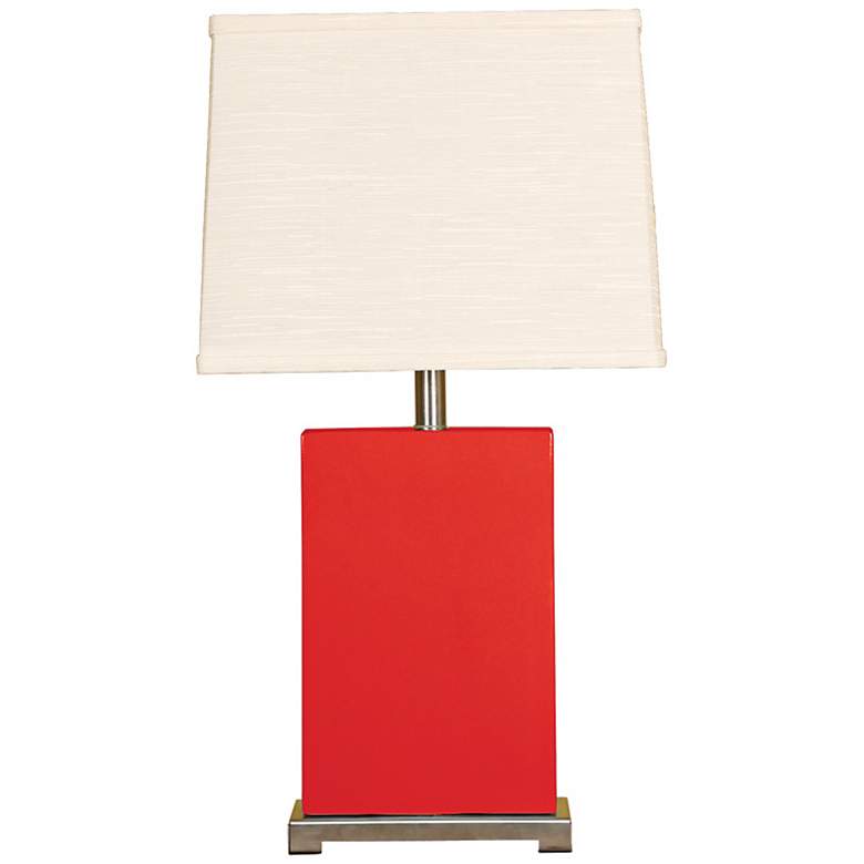 Image 1 Splash Collection Red Ceramic Rectangular Table Lamp