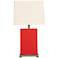 Splash Collection Red Ceramic Rectangular Table Lamp