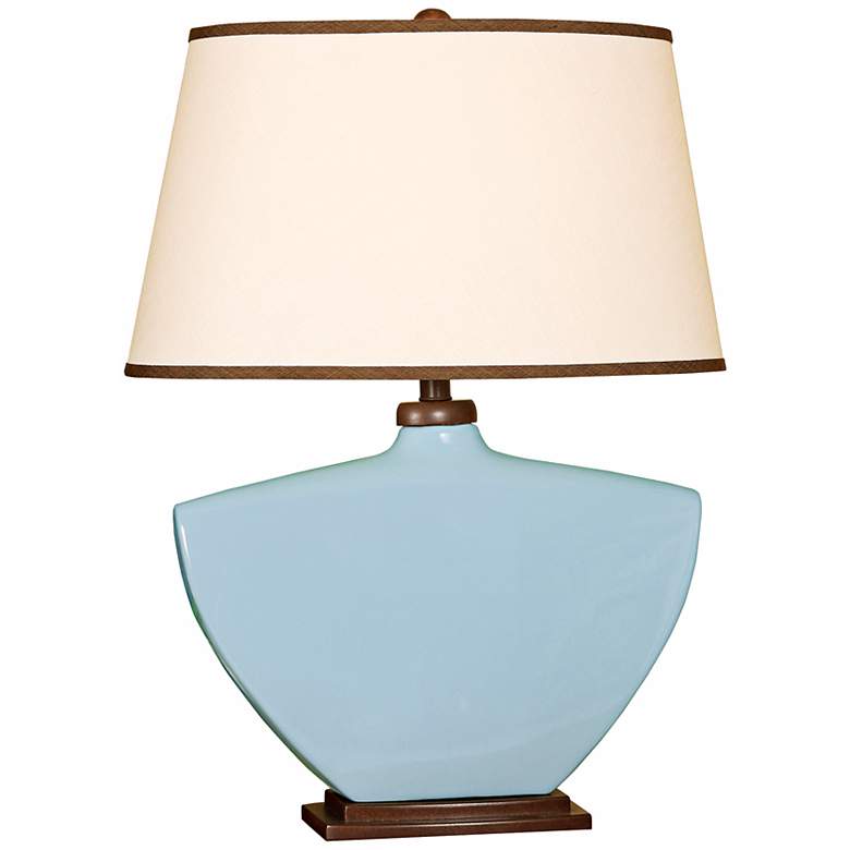Image 1 Splash Collection Sky Blue Curved Ceramic Table Lamp