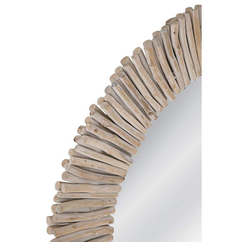 Image 2 Splay White-Washed Brown Wood 35" Round Wall Mirror more views