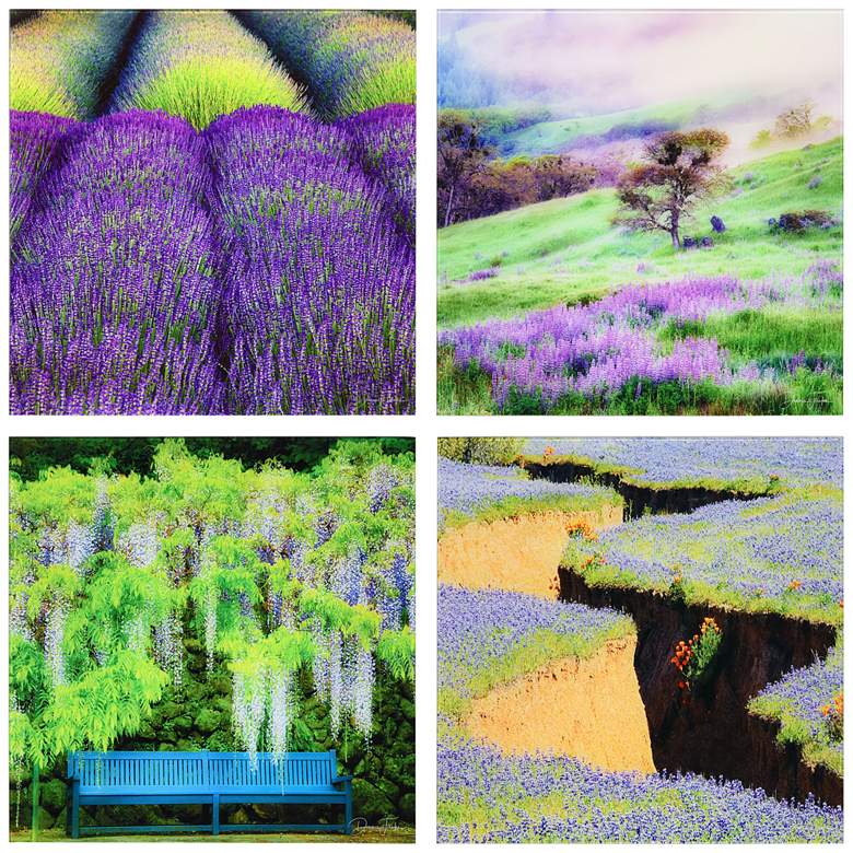 Image 3 Splendid Lavender 20" Square 4-Piece Glass Wall Art Set