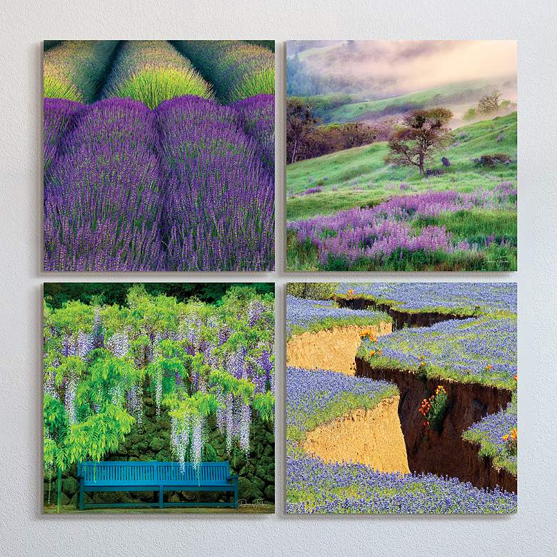 Image 2 Splendid Lavender 20" Square 4-Piece Glass Wall Art Set