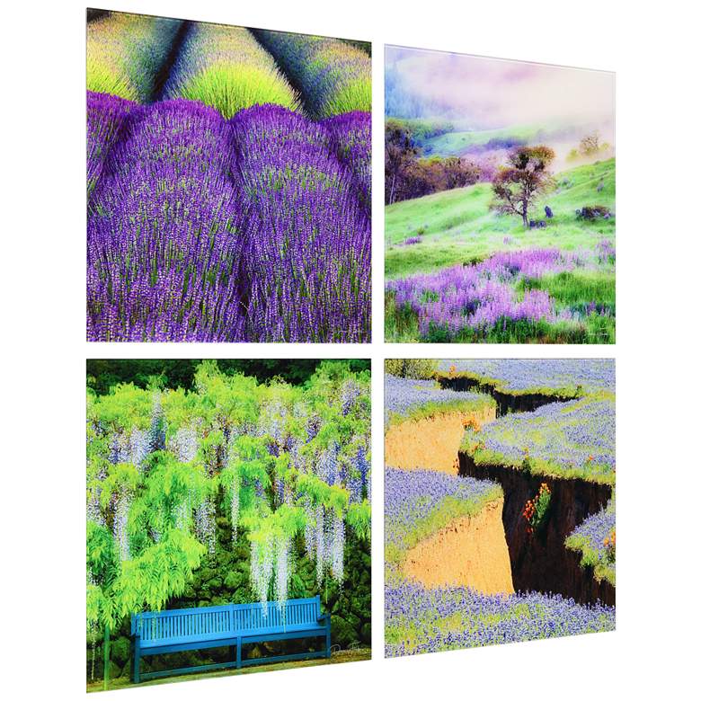 Image 5 Splendid Lavender 20" Square 4-Piece Glass Wall Art Set more views