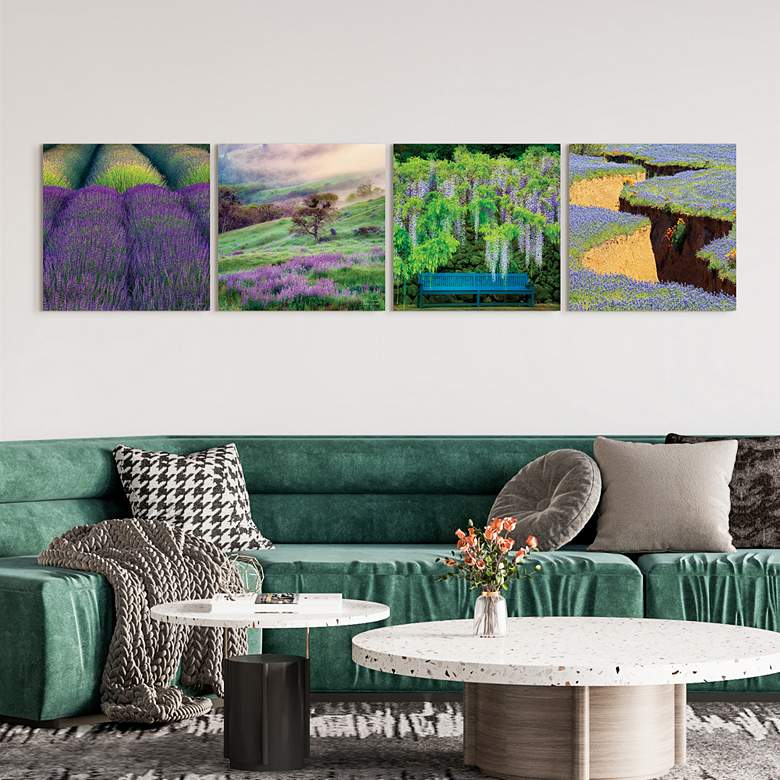 Image 6 Splendid Lavender 20 inch Square 4-Piece Glass Wall Art Set more views