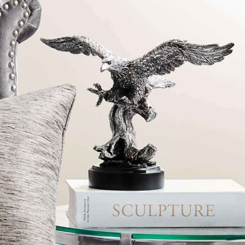 Image 1 Splendor Pewter Winged Eagle 15 inch Wide Sculpture