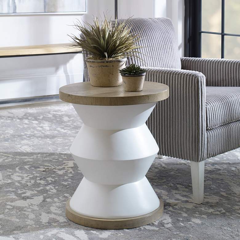 Image 1 Spool White and Honey Side Table