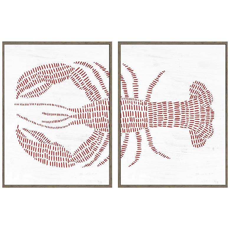 Image 1 Spotted Lobster 12"W x 16"H Non-Glass Framed Art Set of 2