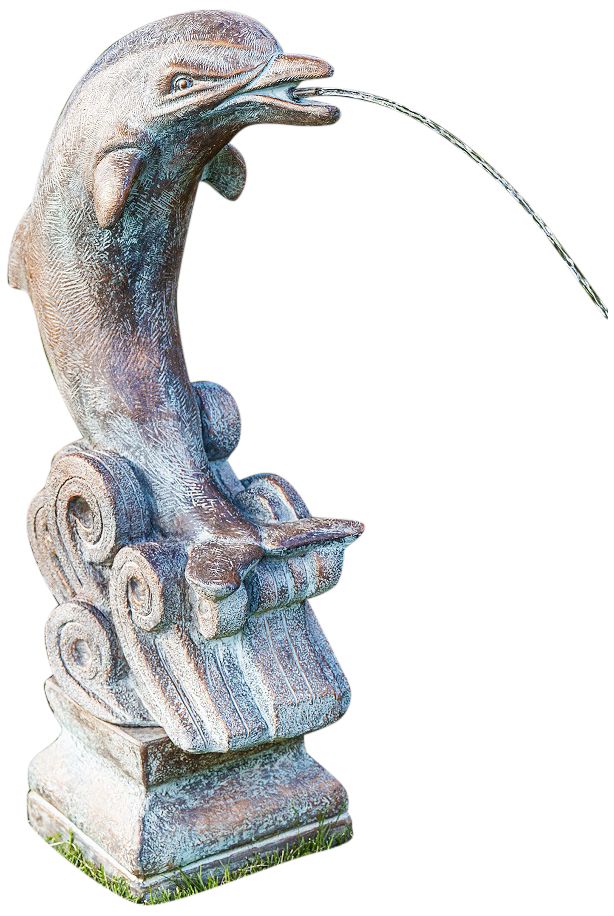 Image 2 Spouting Dolphin 32 1/2"H Relic Bronze Patina Pond Spitter - Made to Order