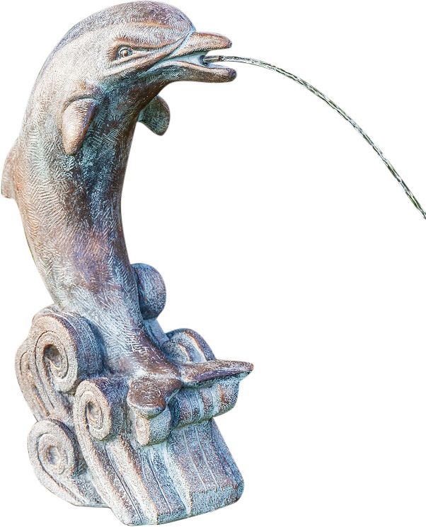 Image 2 Spouting Dolphin 32 1/2"H Relic Bronze Pond Spitter - Made to Order