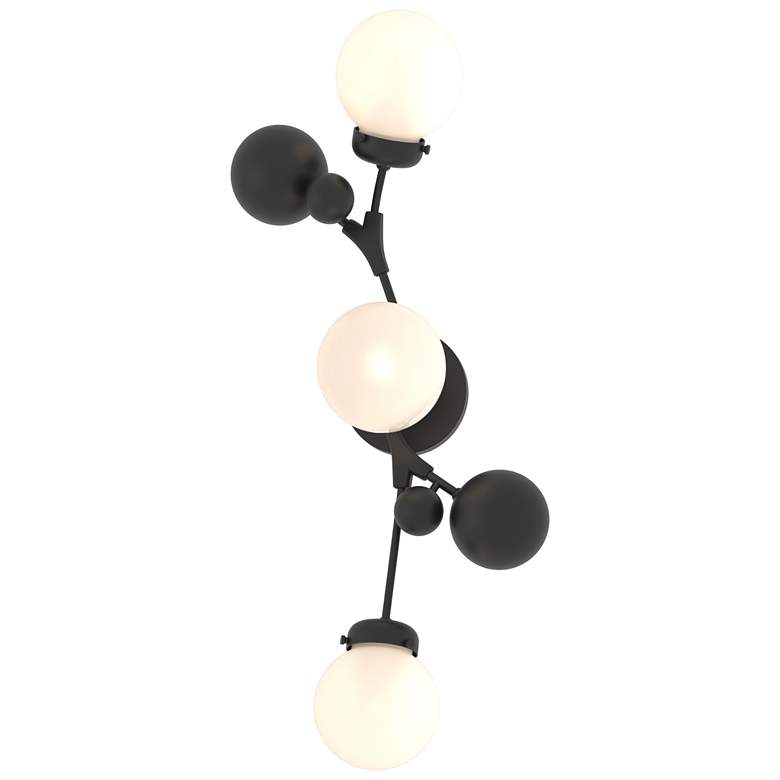 Image 1 Sprig 29.8" High Black Sconce With Opal Glass Shade