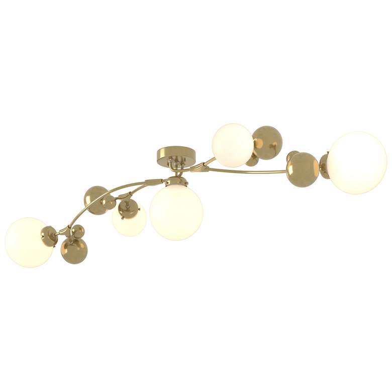 Image 1 Sprig 61.7" Wide Modern Brass Semi-Flush With Opal Glass Shade