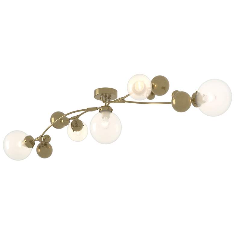 Image 1 Sprig 61.7" Wide Modern Brass Semi-Flush With Opaline Shade