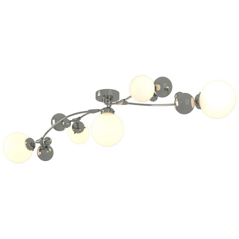 Image 1 Sprig 61.7" Wide Sterling Semi-Flush With Opal Glass Shade