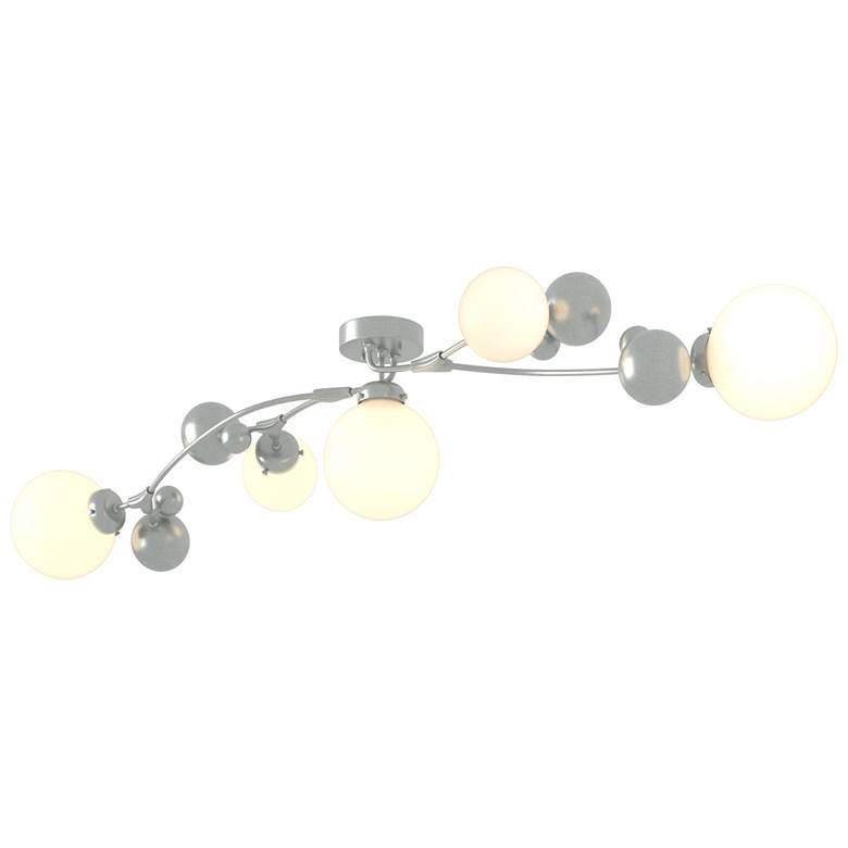 Image 1 Sprig 61.7" Wide Vintage Platinum Semi-Flush With Opal Glass Shade