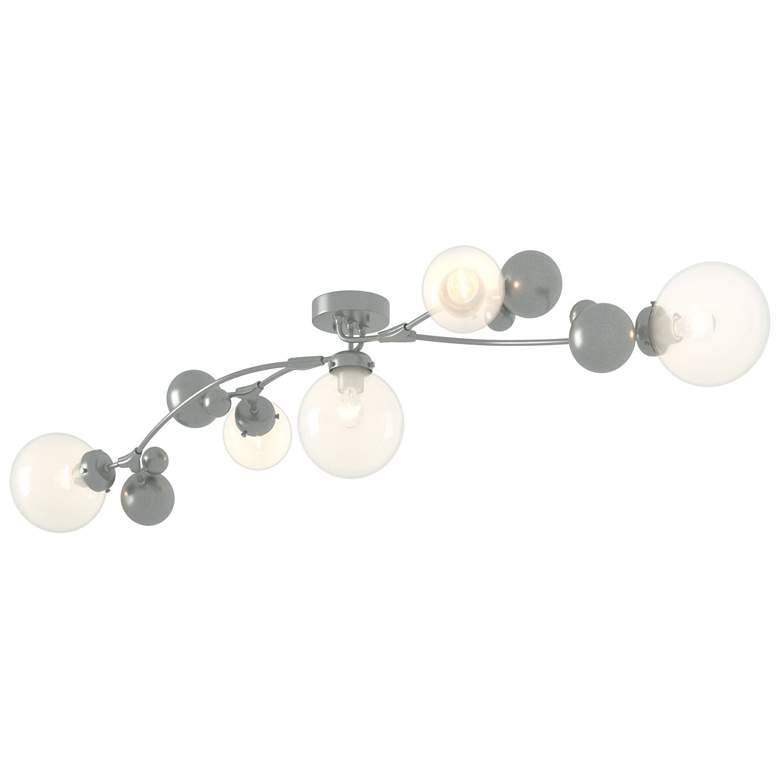 Image 1 Sprig 61.7" Wide Vintage Platinum Semi-Flush With Opaline Shade