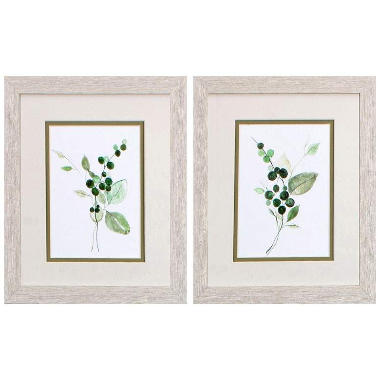 Image 1 Sprigs in Green 9"W x 11"H Framed Art Set of 2