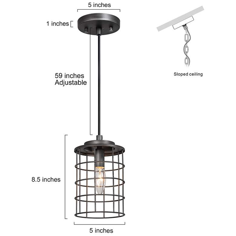 Image 6 Sprin 5.2" Wide Gray 1-Light Cylinder Pendant more views