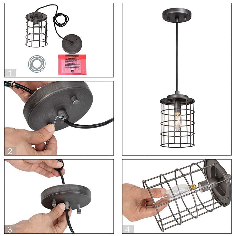 Image 7 Sprin 5.2" Wide Gray 1-Light Cylinder Pendant more views