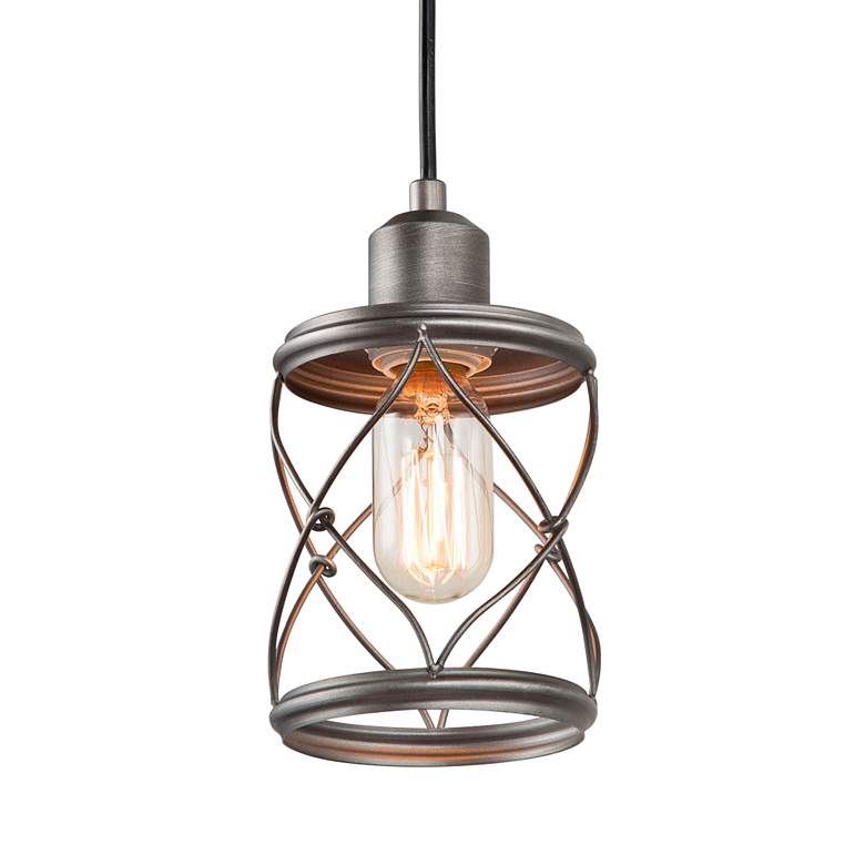 Image 2 Sprin 5" Wide Rustic Industrial Antiqued Silver Mini Pendant
