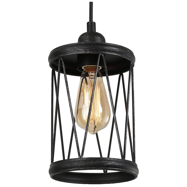 Image 1 Sprin 6.1" Wide Antique Brushed Silver 1-Light Cylinder Pendant