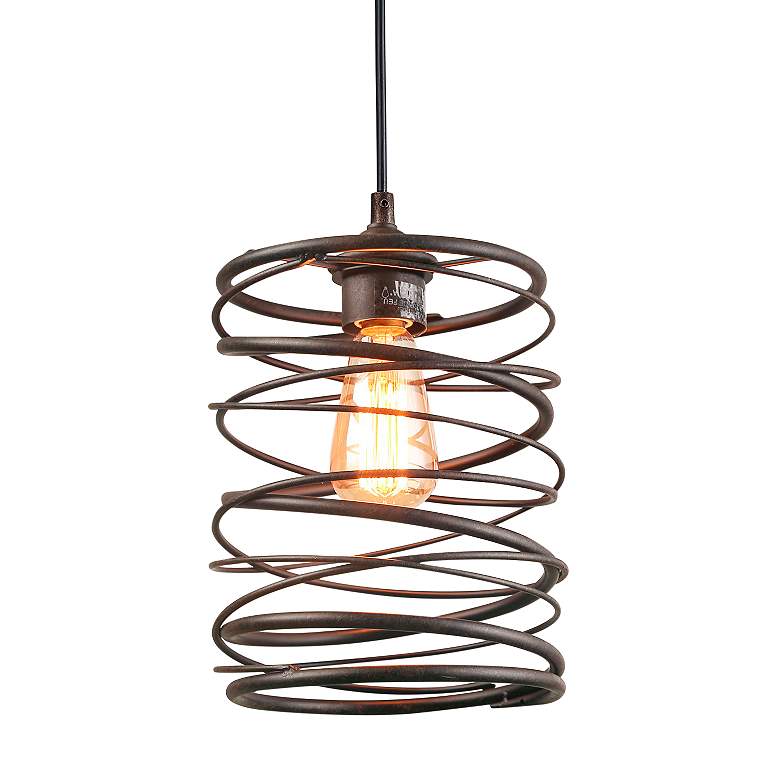 Image 1 Sprin 8" Wide Rustic Iron Mini Pendant