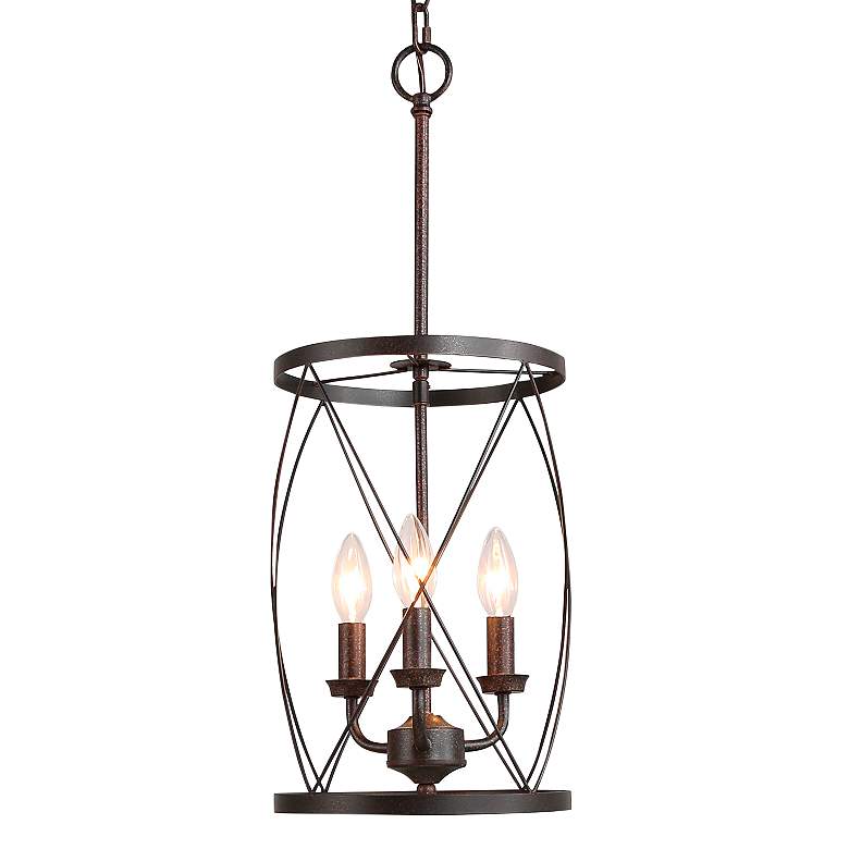 Image 2 Sprin 9" Wide 3-Light Open Candelabra Rustic Iron Mini Pendant