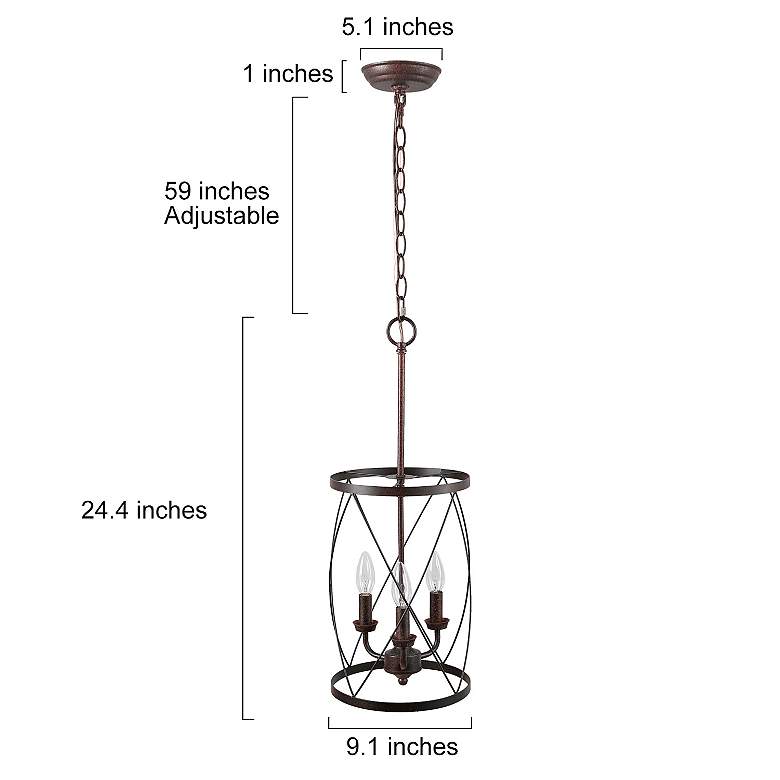 Image 7 Sprin 9 inch Wide 3-Light Open Candelabra Rustic Iron Mini Pendant more views