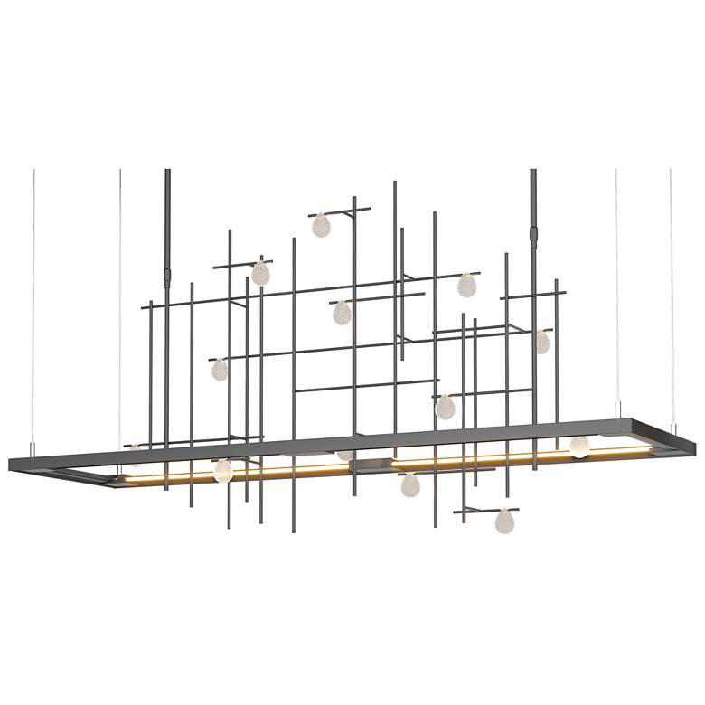 Image 1 Spring 53.4"W Black Long LED Pendant With Clear Bubble Glass Shade