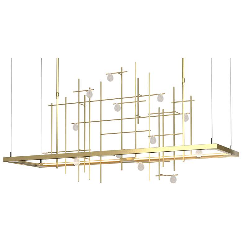 Image 1 Spring 53.4"W Brass Short Height LED Pendant w/ Clear Bubble Glass Sha