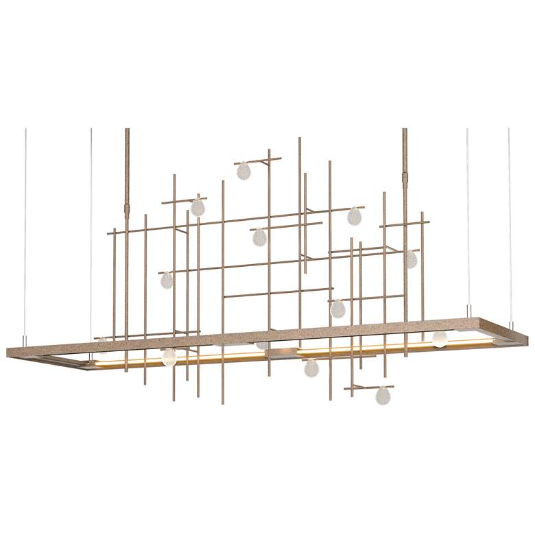 Image 1 Spring 53.4"W Bronze Long LED Pendant With Clear Bubble Glass Shade