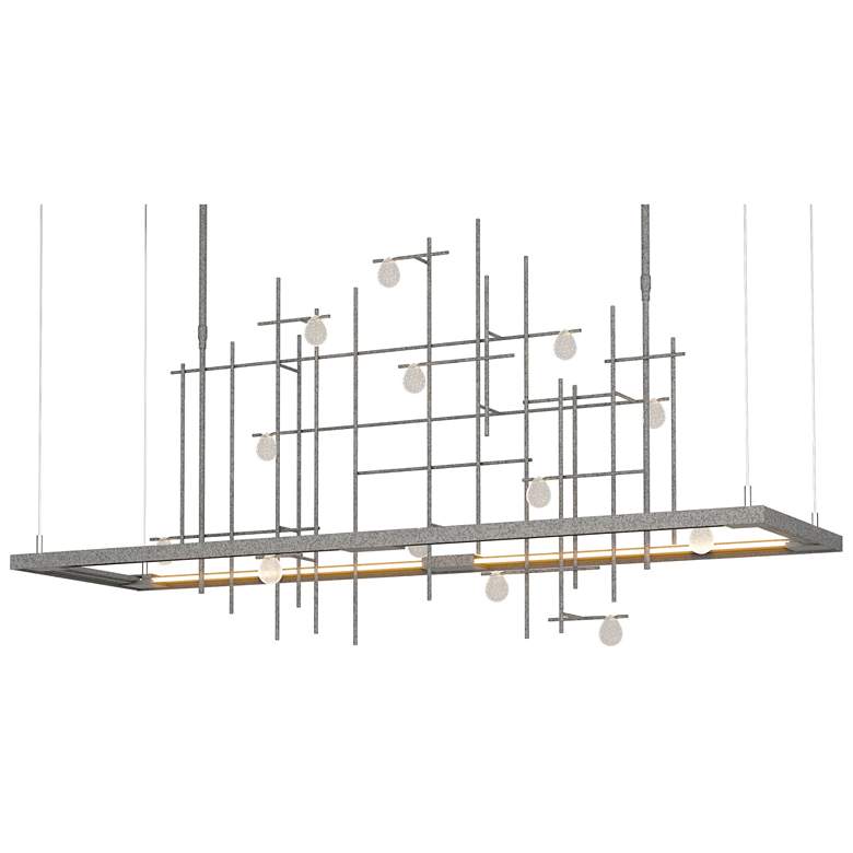 Image 1 Spring 53.4"W Iron Short Height LED Pendant w/ Clear Bubble Glass Shad