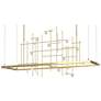Spring 53.4"W Modern Brass Long LED Pendant w/ Clear Bubble Glass Shad