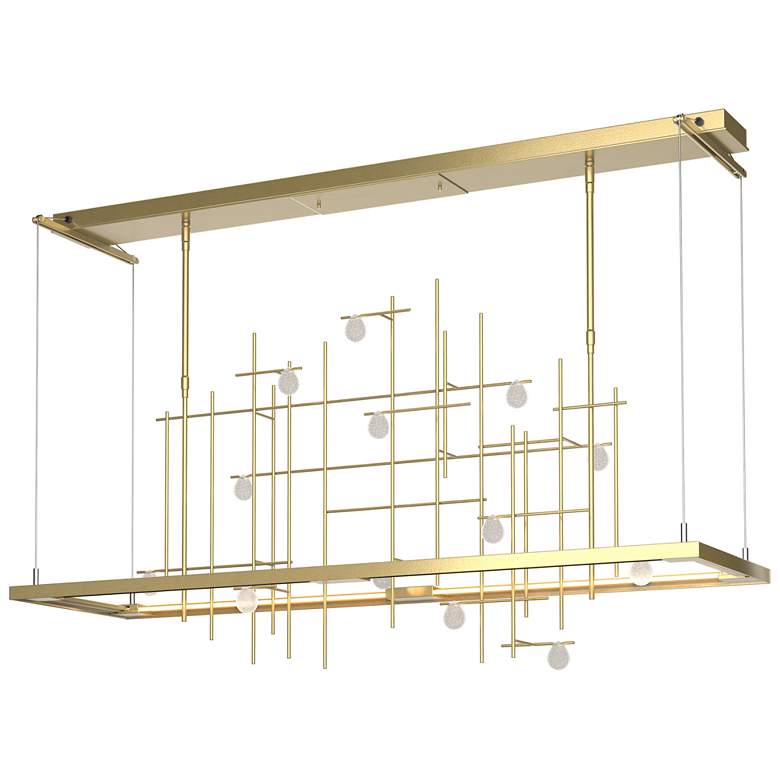 Image 1 Spring 53.4 inchW Modern Brass Standard LED Pendant w/ Clear Bubble Glass 