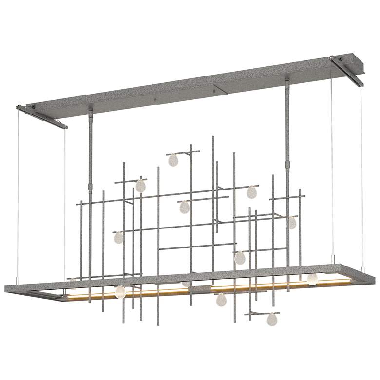 Image 1 Spring 53.4"W Natural Iron Standard LED Pendant w/ Clear Bubble Glass