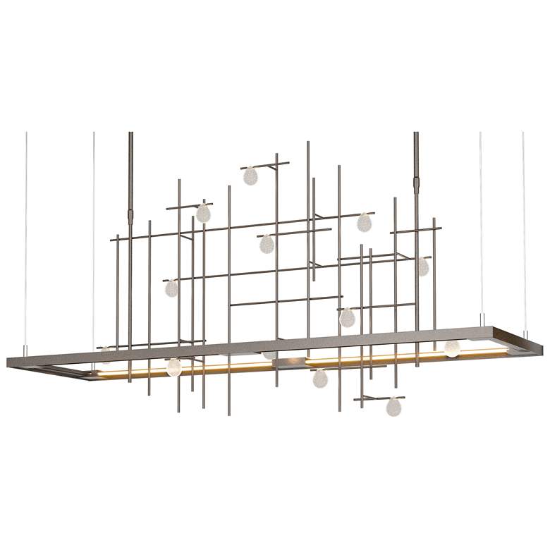 Image 1 Spring 53.4"W Oil Rubbed Bronze Long LED Pendant w/ Clear Bubble Shade