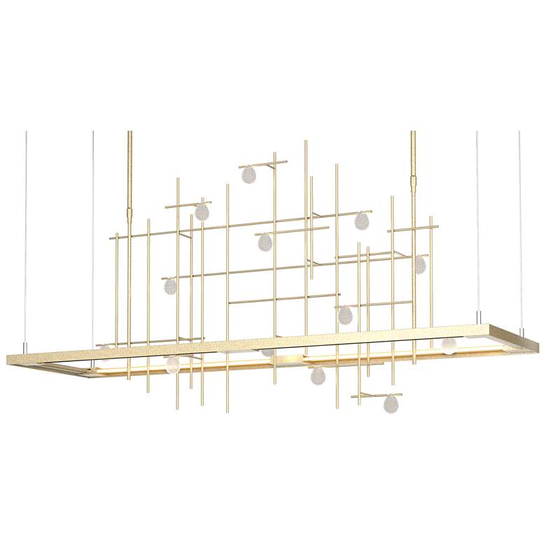 Image 1 Spring 53.4"W Soft Gold Long LED Pendant w/ Clear Bubble Glass Shade