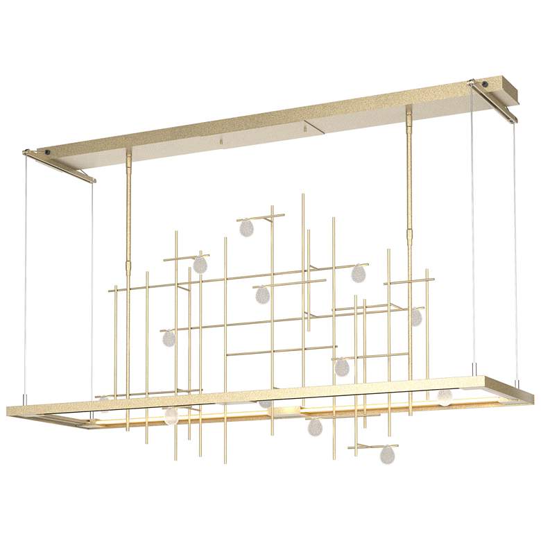 Image 1 Spring 53.4"W Soft Gold Standard LED Pendant w/ Clear Bubble Glass Sha