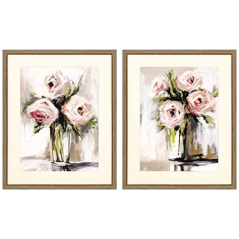 Spring Bouquet 32&quot; High 2-Piece Framed Giclee Wall Art Set